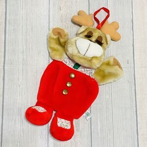 18" Plush Christmas Stocking & Hand Puppet SANTA'S BEST Stuffed Animal REINDEER